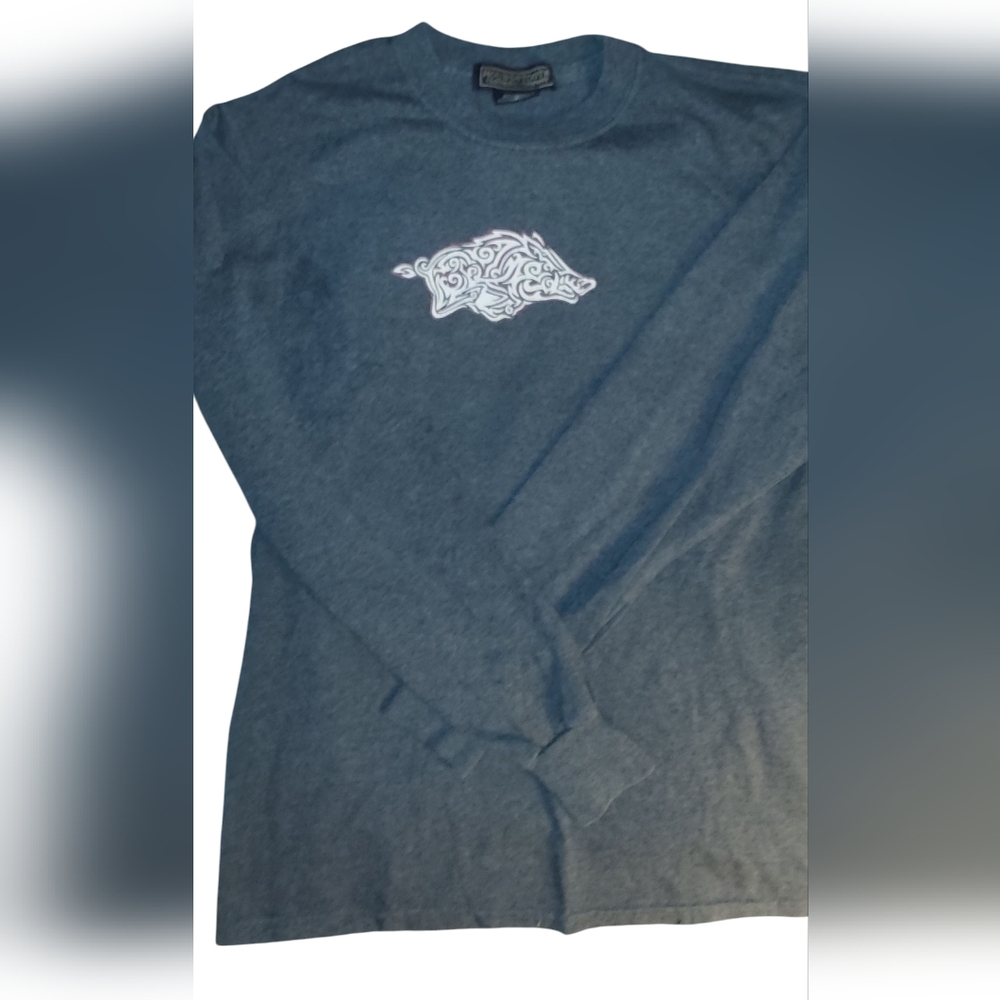 Houndstooth Women's 90% Cotton Gray Long Sleeve T-Shirt AR Razorbacks/Hogs Small